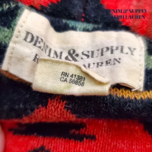 Ralph Lauren Denim & Supply Aztec Design Southwestern Cotton Cardigan Size Large - Picture 10 of 13